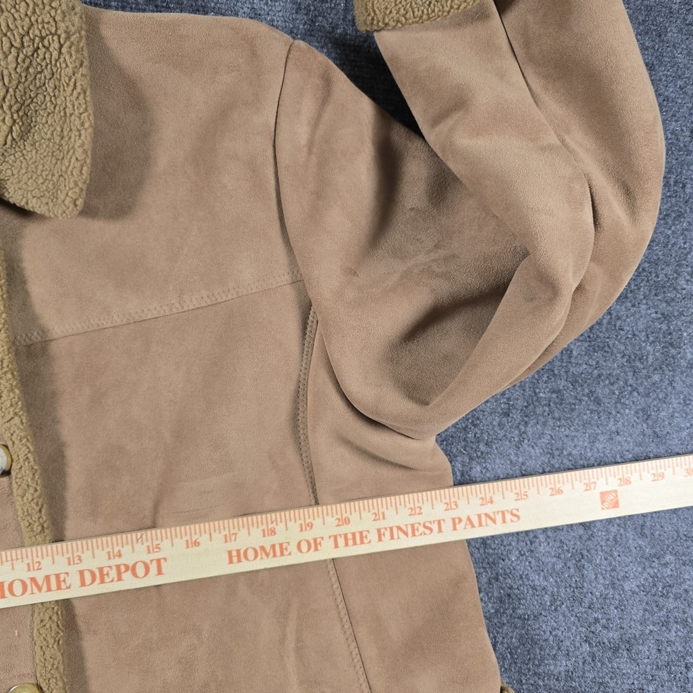 Mulberry Street Womens XL Faux Suede Sherpa Coat Tan Button Front Jacket - Picture 9 of 10